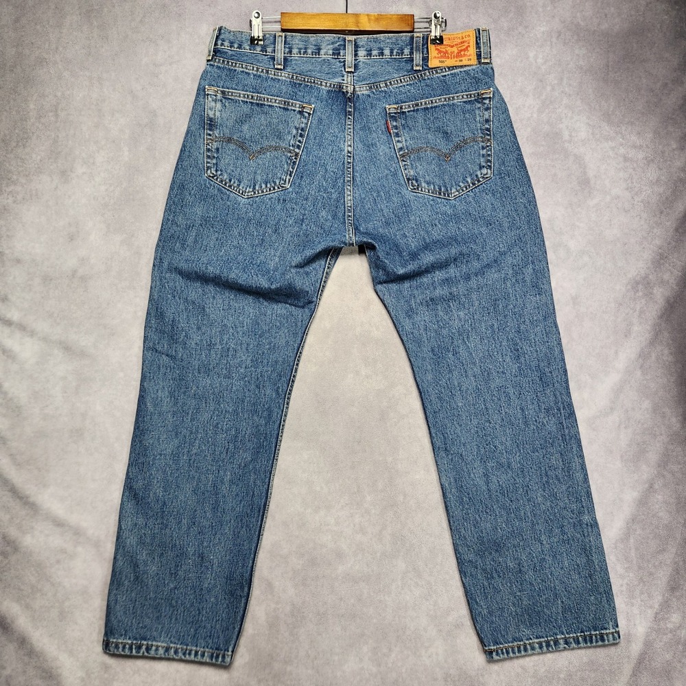 Levi's 505 Regular Fit Mens Jeans size 36‎ 38x29 Blue Straight Leg Classic Denim - Picture 3 of 14